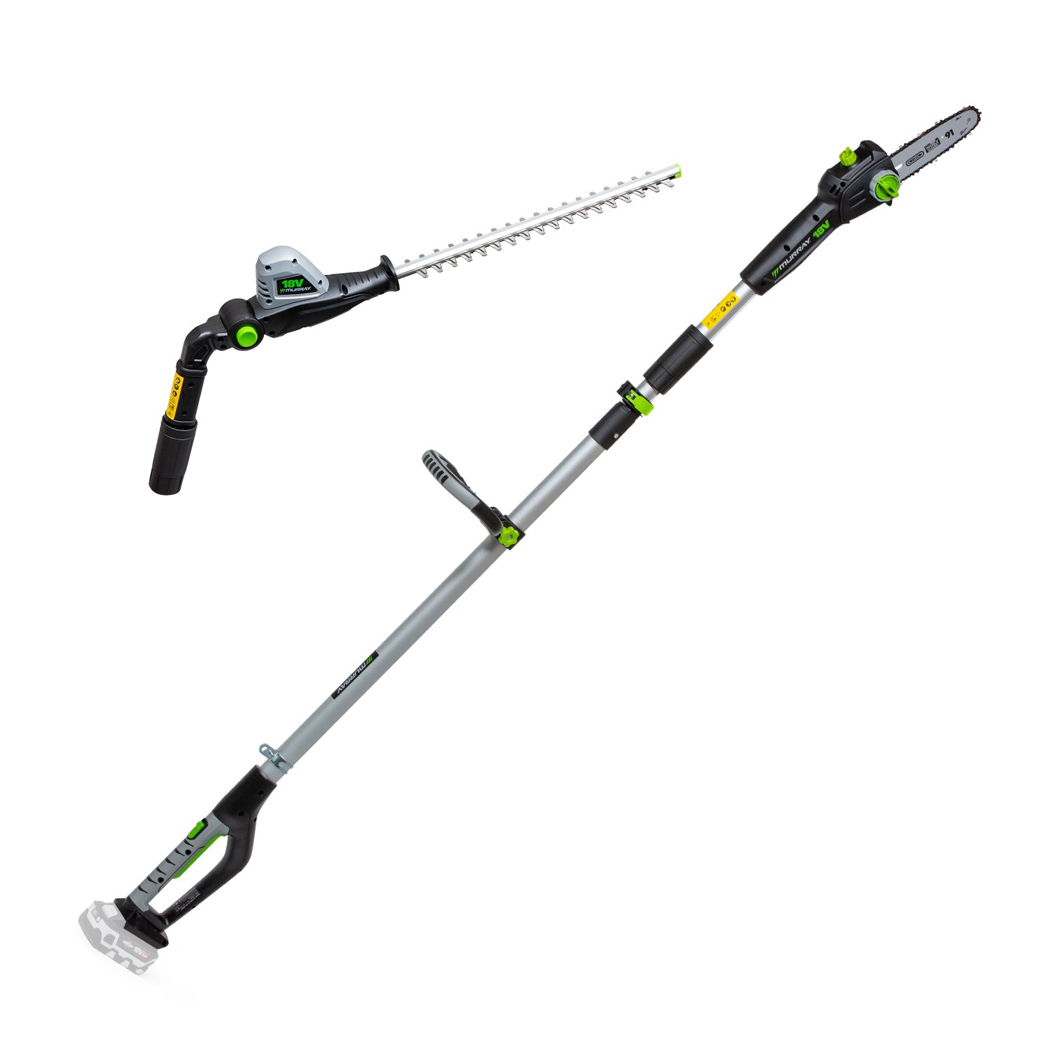 Murray IQ18PSH 18V Li Ion Cordless Pole Saw Hedge Trimmer 2 in 1